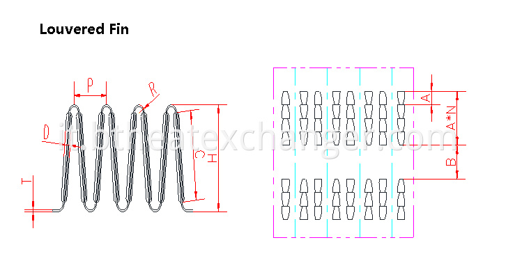 Louvered fin drawing